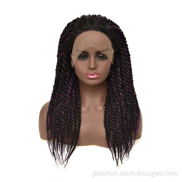 Crochet Twist Braids Soft Synthetic Jumbo Braid Women Hair Wig  Purple Black Long Wigs for Black Women